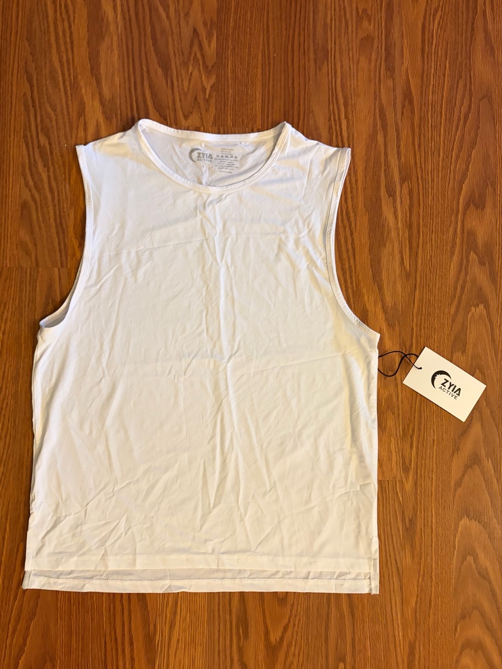 ZYIA Active Women’s Large White Slit Muscle Tank NWT
